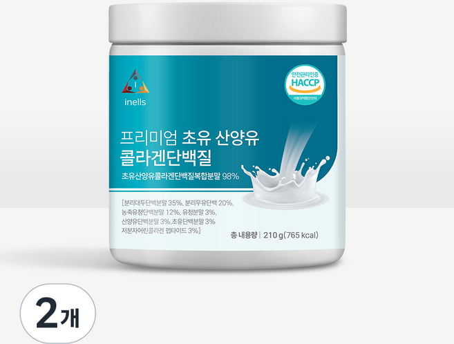 이넬스 프리미엄 초유 산양유 피쉬 콜라겐 단백질 210 동물 식물성 고소한 우유 맛 초 저분자 해썹 haccp 분리 우유 대두 단백 분말 우유 와 함께 부모님 직장인 엄마 아빠, 2개, 210g