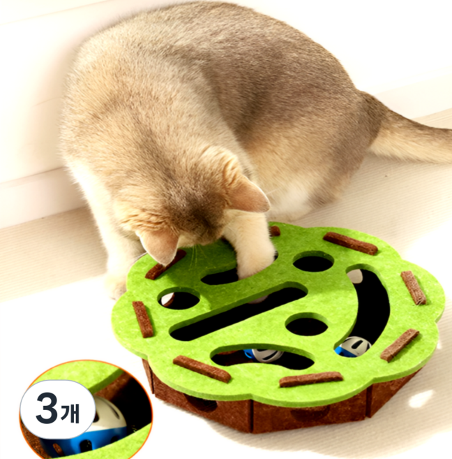 엠제이라이프 고양이 스크래쳐 공놀이 장난감, 3개, 그린