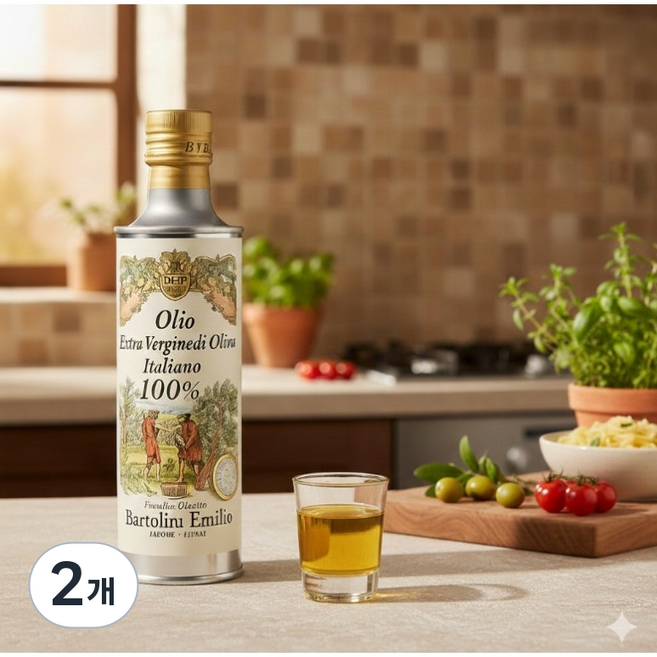 [TV 홈쇼핑 바르톨리니] 이탈리아 초저산도 엑스트라버진 프리미엄 올리브오일, 2개, 500ml