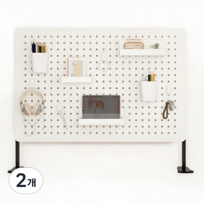 SPEEDBOX 다용도 테이블 타공판 높이 조절 책상 수납 인테리어 선반 60*40cm, 클립형, 2개