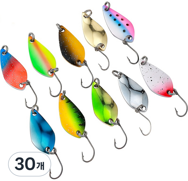 Hqzoomee송어스푼 10종세트 메탈바이브 산천어 빙어, 30개, 3.5g, 믹스 컬러의