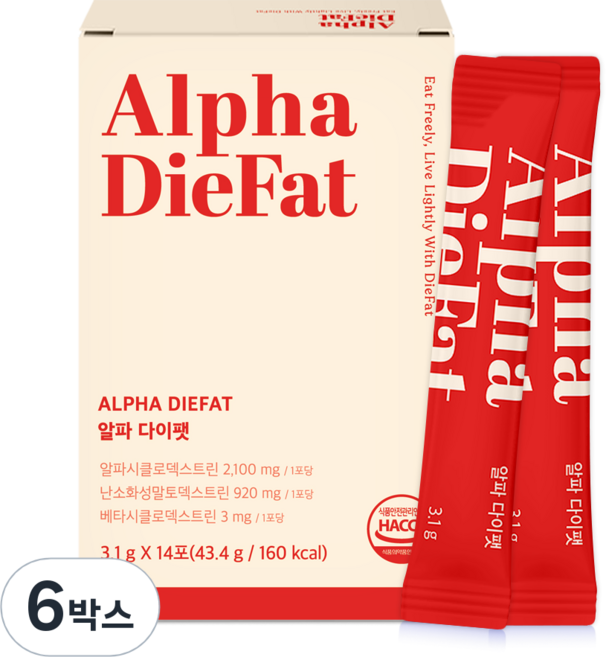 알파CD 알파시클로덱스트린 사이클로 시클로 알파다이팻 제로파우더, 43.4g, 6박스