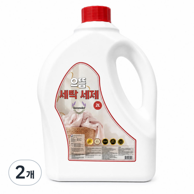 으뜸 딥클린 고농축 실내건조 액체세제 세탁세제 라벤더향, 2개, 2L