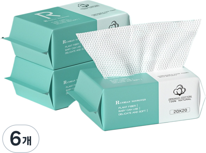 YOPENCE 일회용 페이스 타올 천연 순면 타월 20CMx20CM, 6개, 100매입