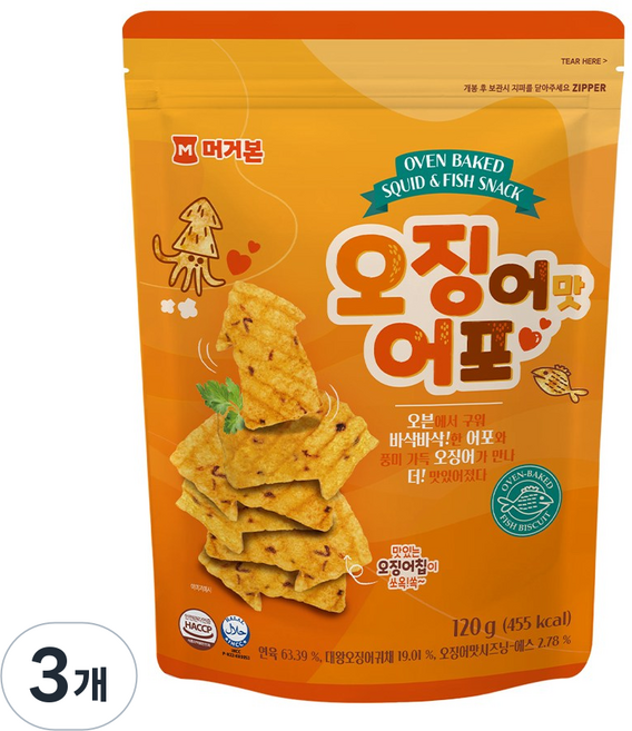 머거본 오징어맛 어포, 120g, 3개