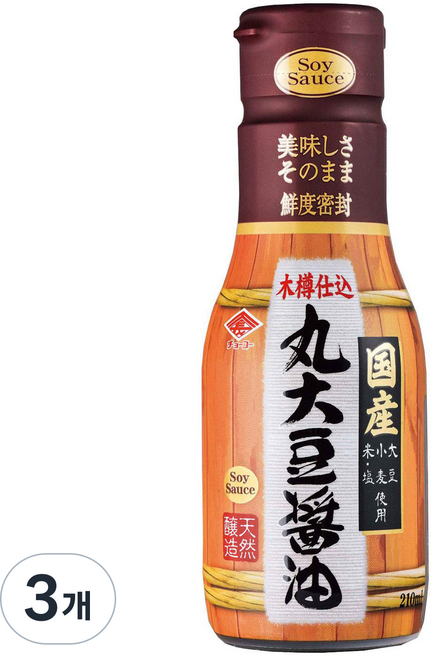 일본 직수입 나가초코 마루다이즈 나무통 숙성 간장 210ml 계란밥 회 소스, 3개