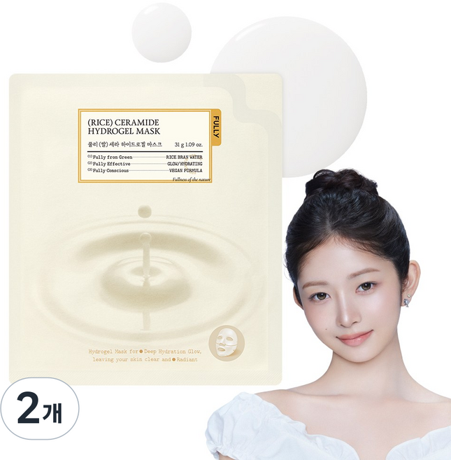풀리 쌀 세라 하이드로겔 마스크, 2개, 4개입