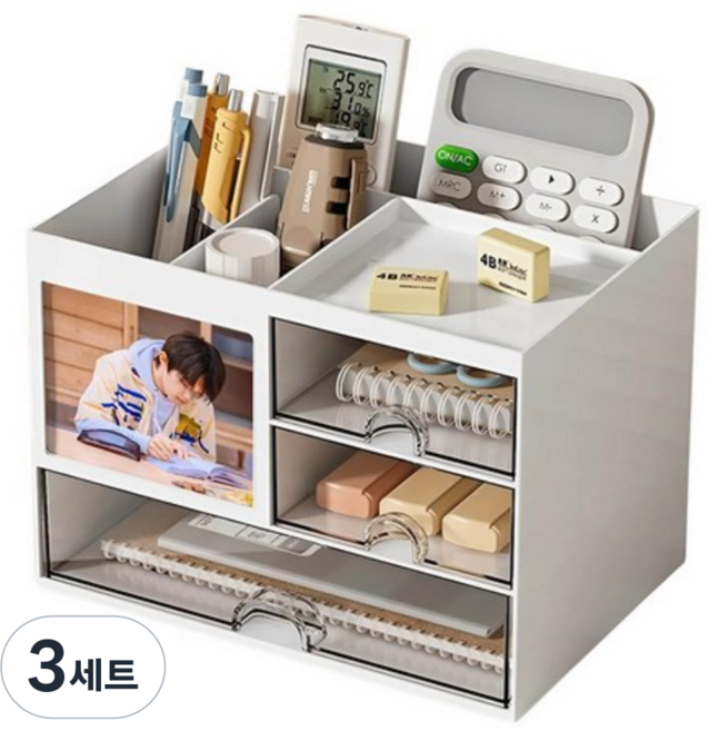 데스클린 다용도 서랍 오거나이저, 01 하얀색, 3세트