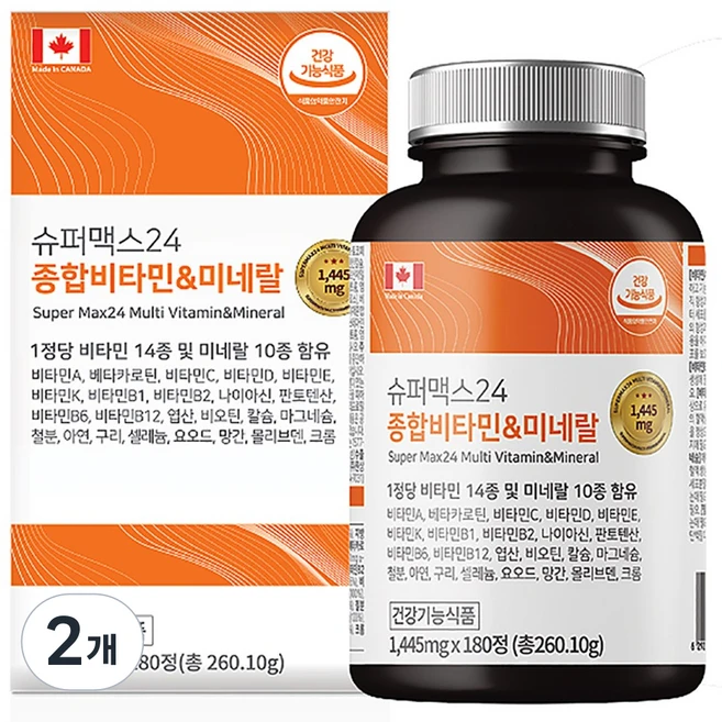힐링팩토리 슈퍼 맥스24 종합비타민 앤 미네랄, 2개, 180정 - 쿠팡