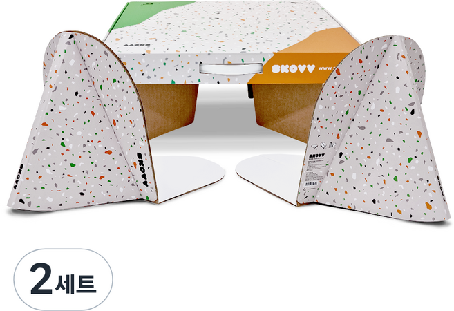 SKOVV 스코우 종이의자 캐리어 테이블 세트(2in1) 페스티벌 콘서트 피크닉 돗자리 휴대용 등받이의자 컵홀더 한강 공원 외야석 잔디밭 나들이 초경량 좌식의자, [2in1세트] 종이의자 캐리어테이블 세트, 2세트