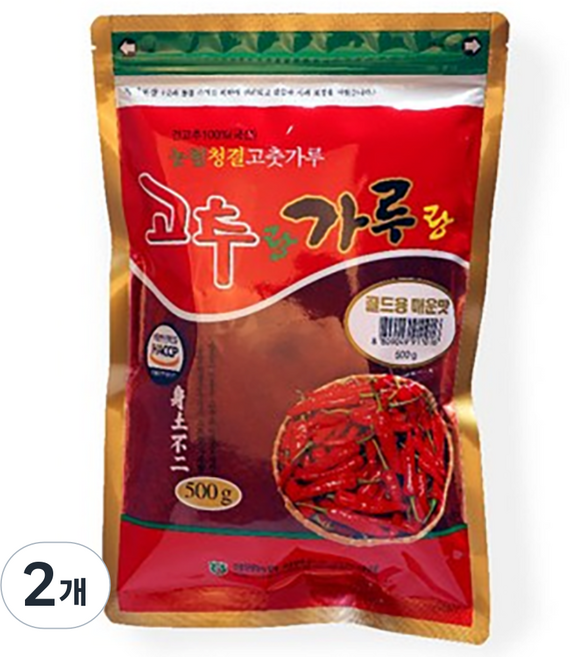 정품 청양농협 청양고추가루 25년 햇 고춧가루 골드용 매운맛, 500g, 2개