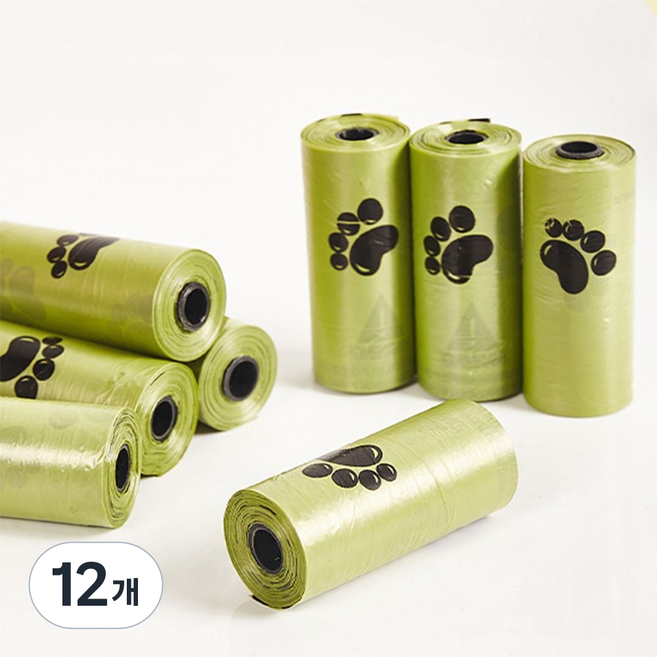 최저가!! 강아지 배변봉투 리필형 여섯개, 12개, 15개입, 그린