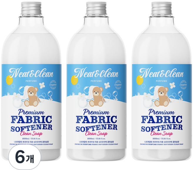 니트앤클린 프리미엄 퍼퓸 섬유유연제 클린솝, 6개, 1L