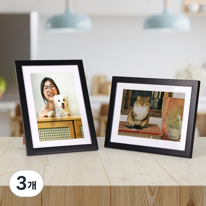 매트액자 인테리어 액자 프레임 사진액자 결혼식 본식 돌잔치 탁상용 벽걸이, 3개, 블랙