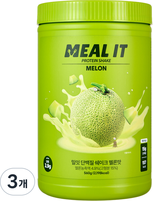 밀잇 단백질 쉐이크 멜론맛, 560g, 3개