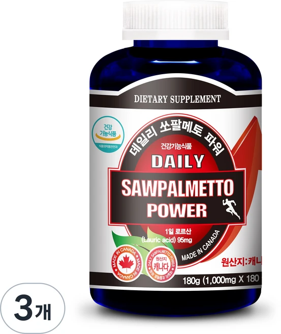 내츄럴365 캐나다 데일리 쏘팔메토 파워 6개월분, 3개, 180정 - 쿠팡