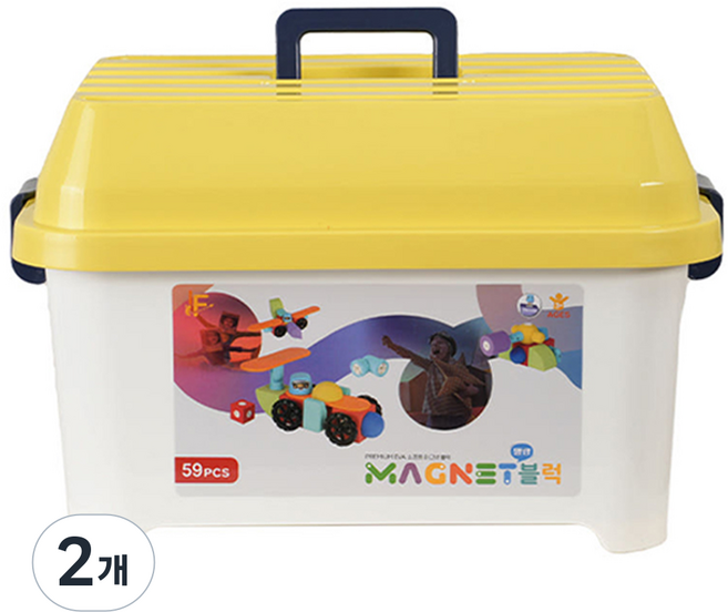 말랑말랑 자석블럭 EVA소프트 마그네틱블럭 (59피스) 자석블럭 어린이블럭 물놀이블럭, 1세트, 2개, 다양