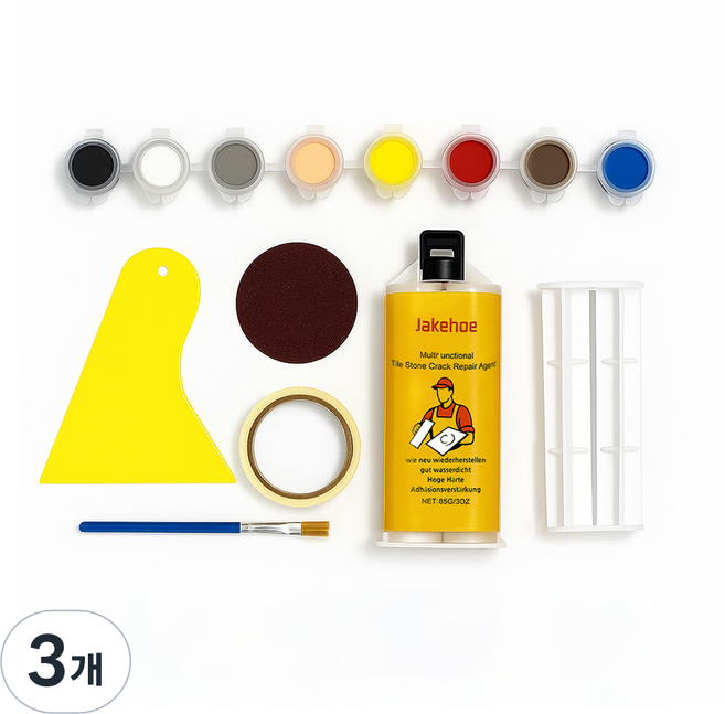셀프 깨진 타일 보수 화장실 욕조 금간 대리석 도자기 보수제 깨짐 복원 도기 수리 세면대, 3개