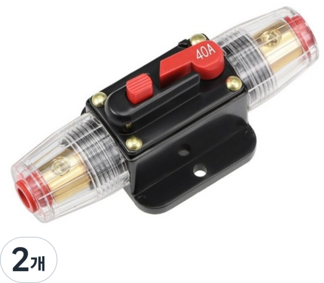 DC 12~48V 40A 인라인 오토 리셋 회로 차단기 - 자동차 앰프 퓨즈형 브레이커, 2개