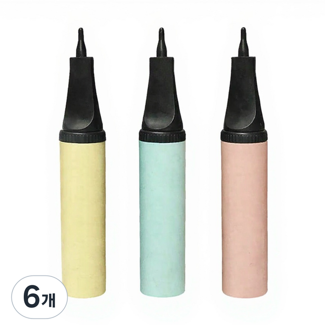 헬퍼샵 파스텔 풍선펌프 튜브 공 볼 바람주입기, 6개, 민트1 + 핑크1 + 옐로우1