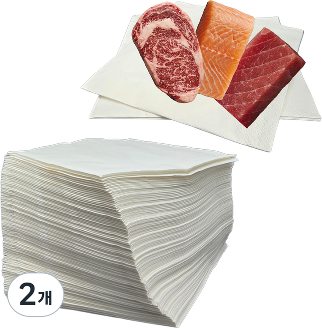 워크웰 해동지 미트페이퍼 2겹 생선 흡수지 참치 숙성지, 2개, 100개입