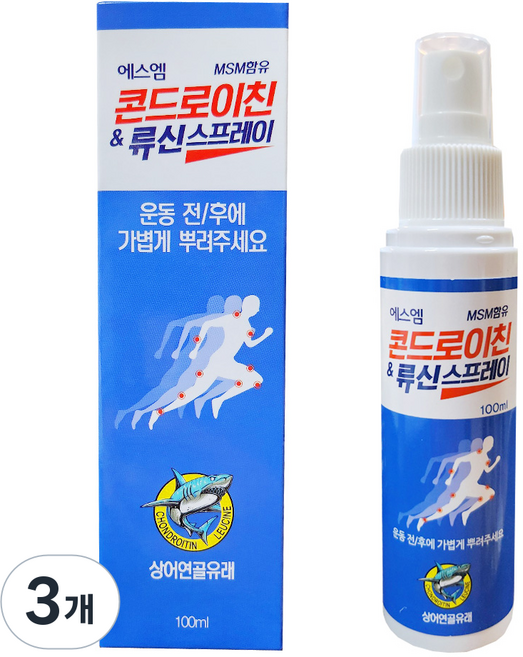 에스엠 콘드로이친 류신스프레이 100ml MSM함유, 3개