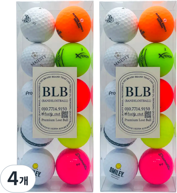 [반디] 고객만족1위!! 로스트볼 컬러 반반구성 토탈 브랜드 골프공 검수인증스티커 필수확인 품질보증볼, 4개, 20개입, 흰색10구+컬러10구