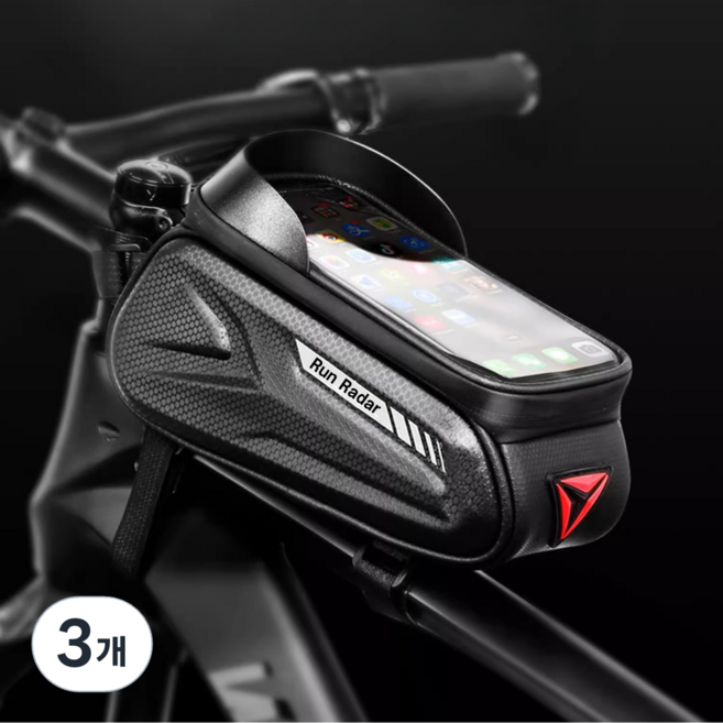 런레이더 자전거 터치스크린 거치대 핸들가방, 3개, 블랙
