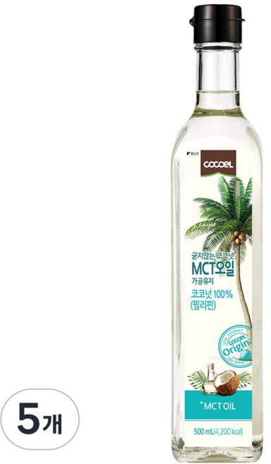 코코엘 굳지않는 코코넛 MCT오일, 5개, 500ml