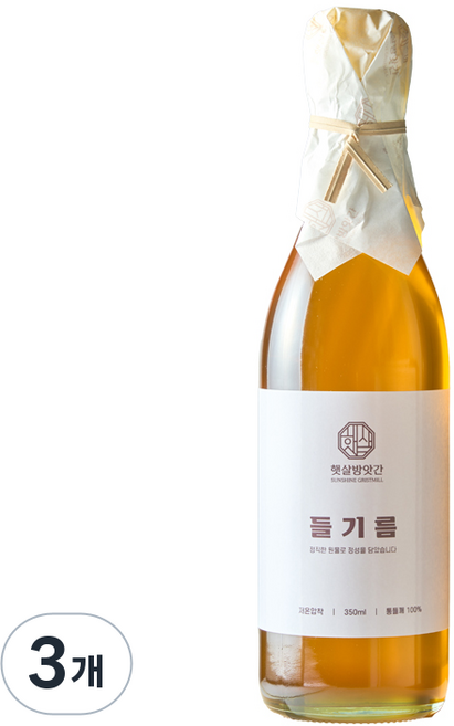 햇살방앗간 저온압착 들기름, 3개, 350ml