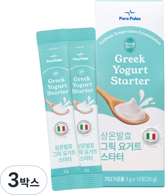 퓨어펄스 그릭요거트 스타터 분말 파우더 상온발효 프로탁 올리고당 함유, 3박스, 3g, 10개입, 3g