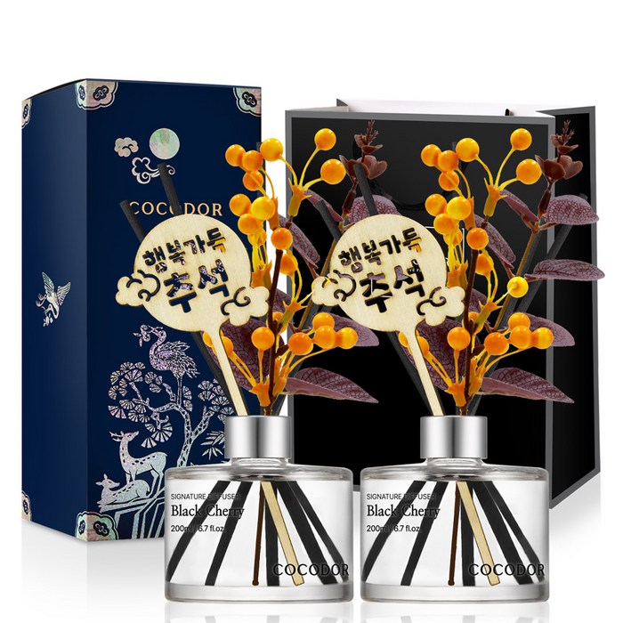 코코도르 추석 디퓨저 200ml + 쇼핑백, 2개, 블랙체리