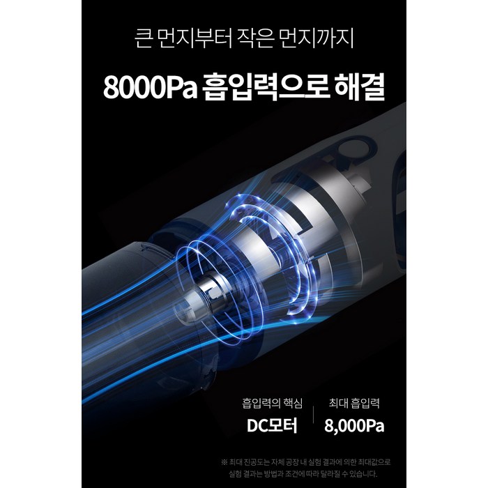 클래파 DC모터 다용도 미니 핸디형 무선청소기, 네이비 후기 분석 - 소형 노즐 장착 상태