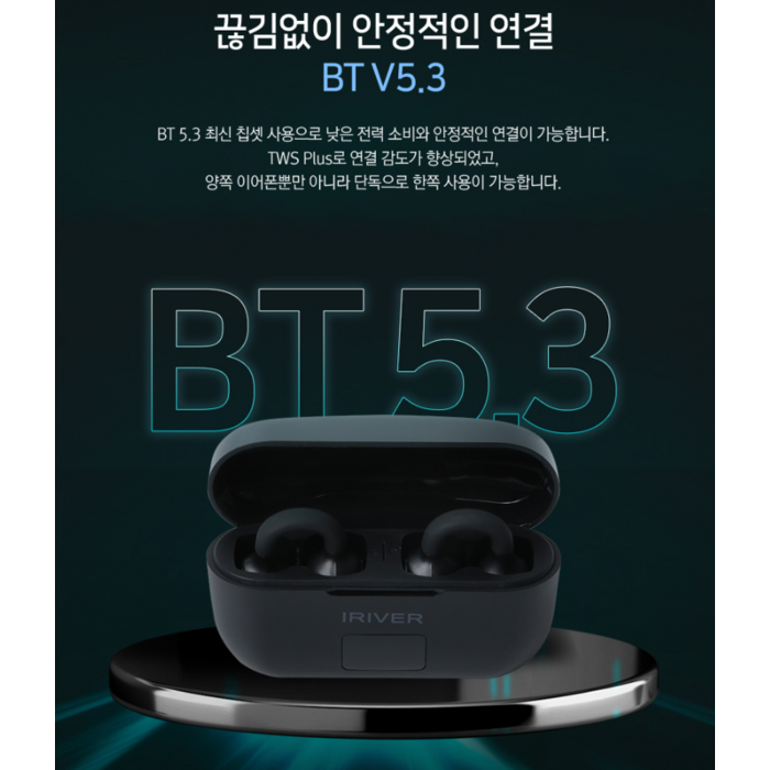 아이리버 무선 오픈형 갤럭시 아이폰 호환 귀걸이형 귀찌 러닝 자전거 운동용 귀가편한 Hi-Fi 블루투스 이어폰 ITW-C1 WHITE 4시간 방수가능 후기 분석 - 제품 한 손 파지 컷 및 콤팩트함 강조