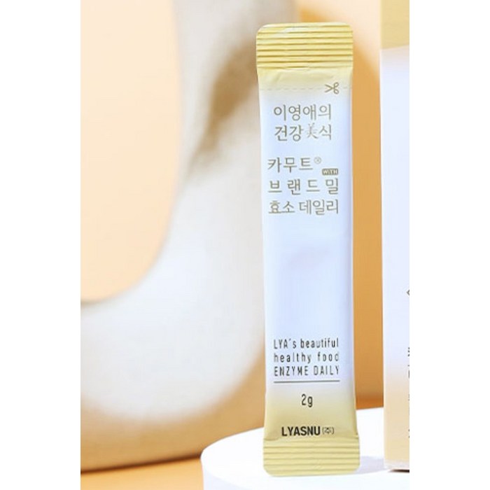 이영애의건강미식 카무트 브랜드밀 효소 데일리 30p, 60g 후기 분석 - 박스 측면 영양 정보