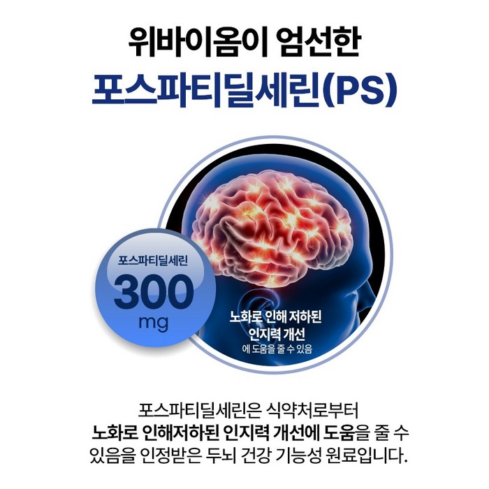 위바이옴 정품 두뇌엔 닥터PS 70 포스파티딜세린 30p, 60g 후기 분석 - 포장 패키지 내부