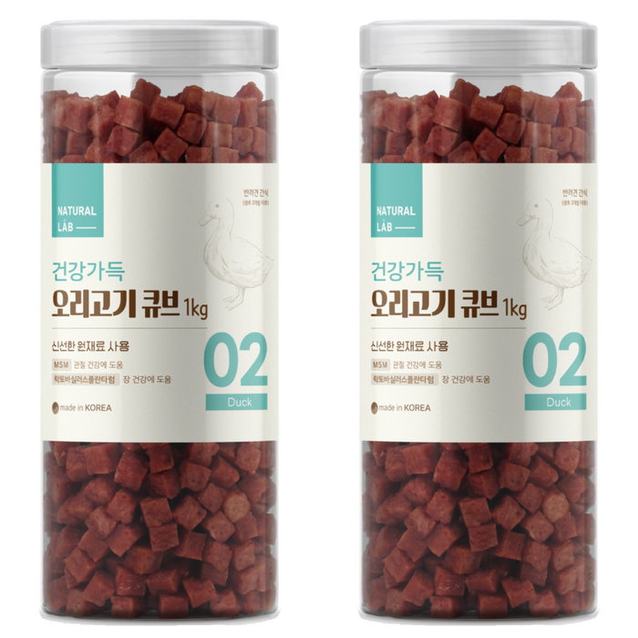 네츄럴랩 건강가득 큐브 강아지 간식, 오리고기, 1kg, 2개