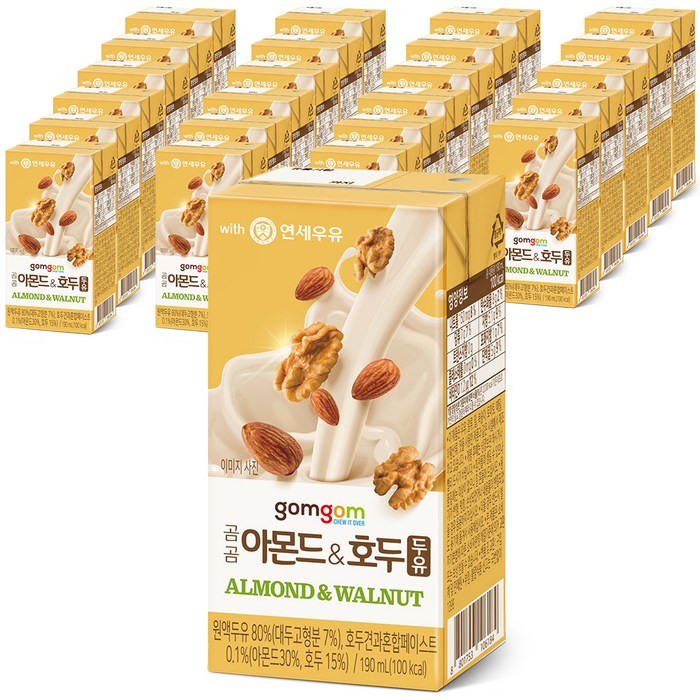 gomgom 곰곰 아몬드와 호두 두유, 190ml, 24개