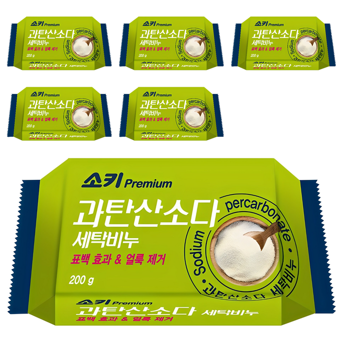 소키 프리미엄 과탄산소다 세탁비누, 200g, 6개
