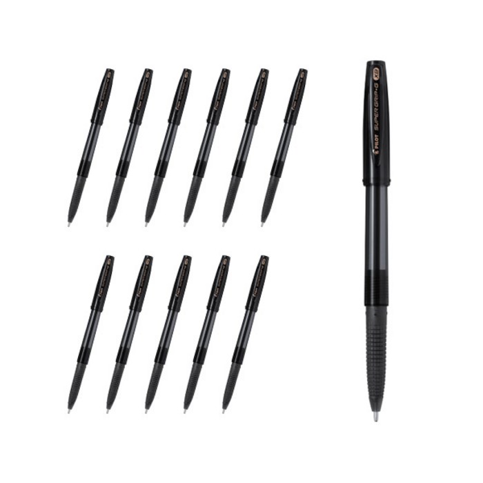 파이롯트 슈퍼그립 G 캡식 유성 볼펜 1.6mm BPS-GG-XB, 블랙, 12개 - 필기감 좋은 볼펜