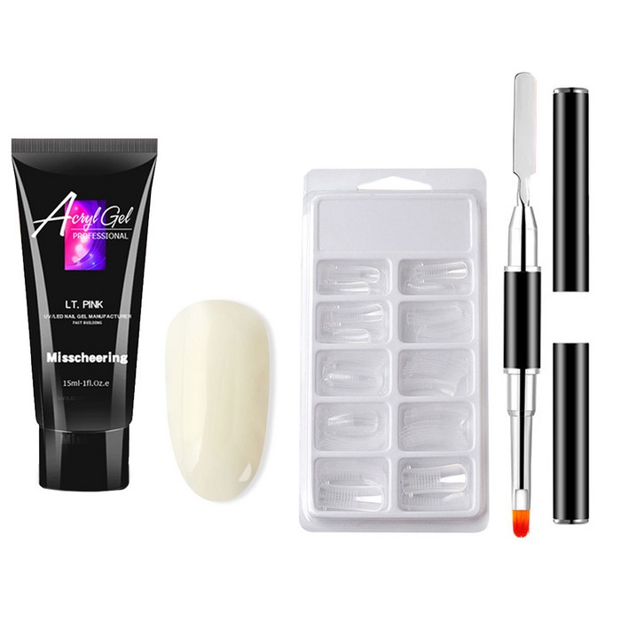 Miss Cheering Nail Set, Polygel 15ml + Extension Tip 100p + Brush, 1
