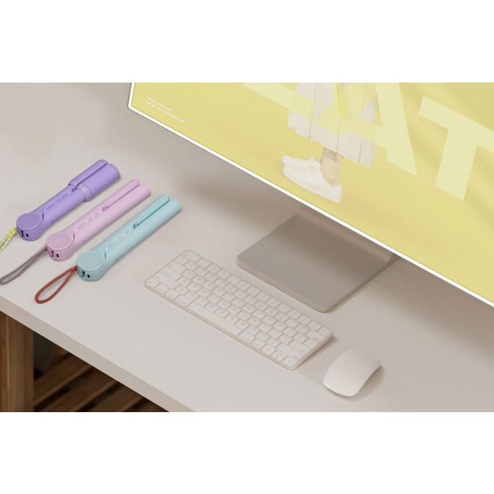 유닉스 충전용 무선 플랫 고데기, PASTELPINK 후기 분석 - 모델 사용 컷