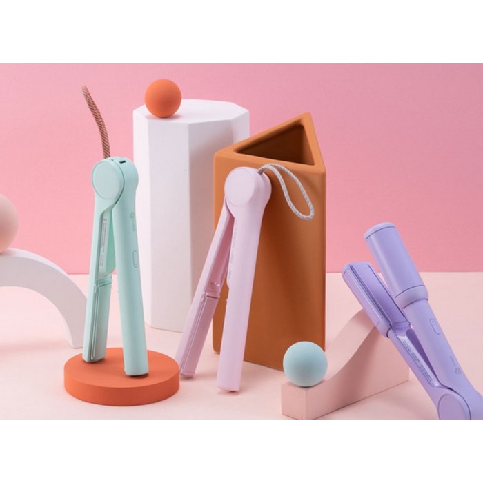 유닉스 충전용 무선 플랫 고데기, PASTELPINK 후기 분석 - 패키지 구성품