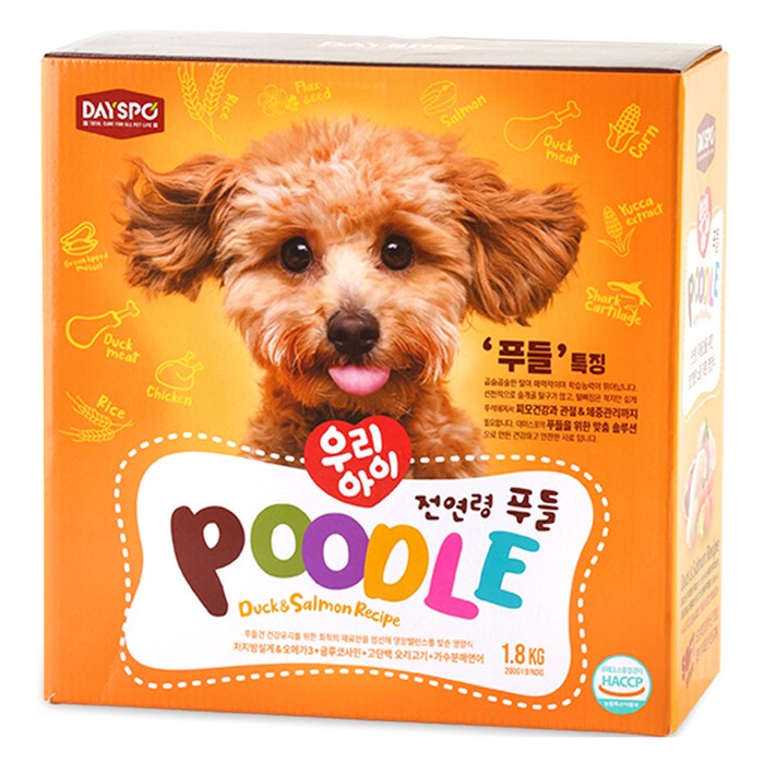 데이스포 전연령 강아지 소형견 우리아이 기능성 사료, 푸들, 1.8kg, 1개
