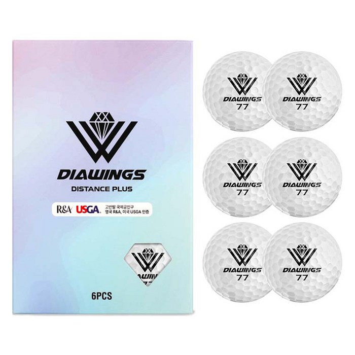 다이아윙스 고반발 비거리 전용 장타 골프공 M2 2피스 42.8mm, 화이트, 6개입, 1개