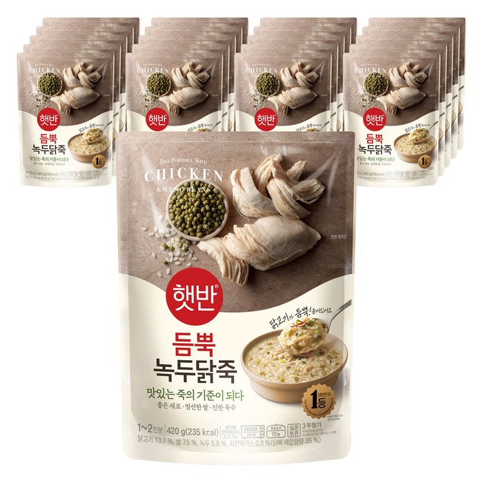 햇반 듬뿍 녹두닭죽, 420g, 21개 - 후덕죽