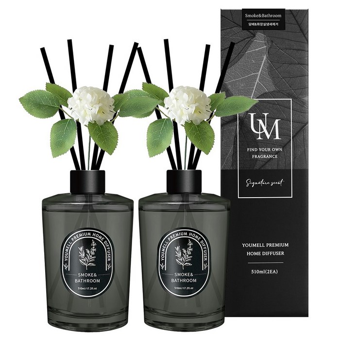 유멜 프리미엄 실내용 디퓨저, 담배화장실냄새제거, 510ml, 2개