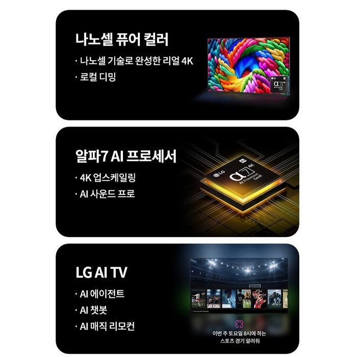LG전자 4K UHD 나노셀 AI TV, 189cm(75인치) 후기 분석 - 후면 포트 구성 정보