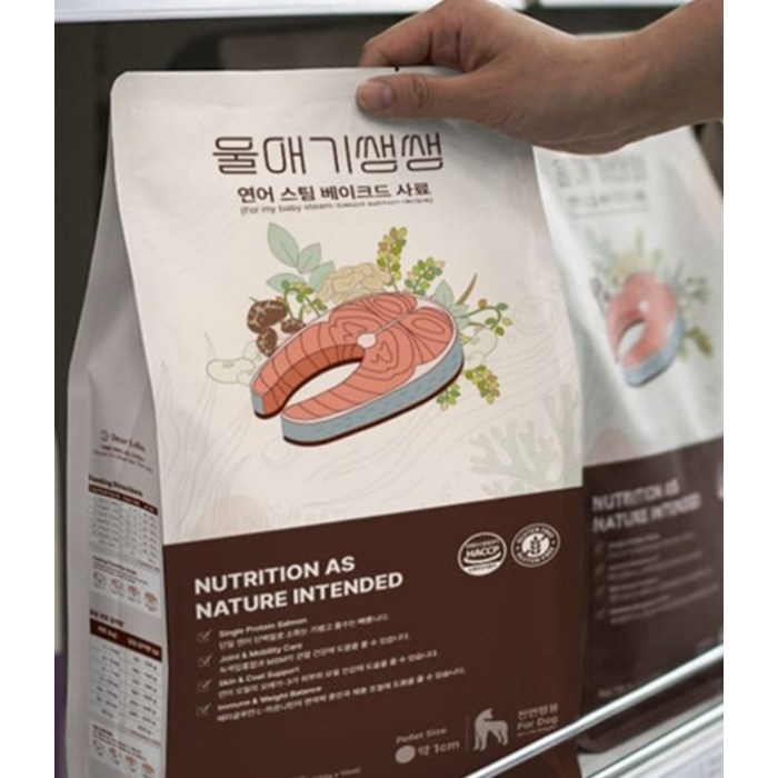 디어랩스 전연령 강아지 울애기쌩쌩 스팀베이크드 수제사료, 연어 후기 분석 - 급여 테스트 장면