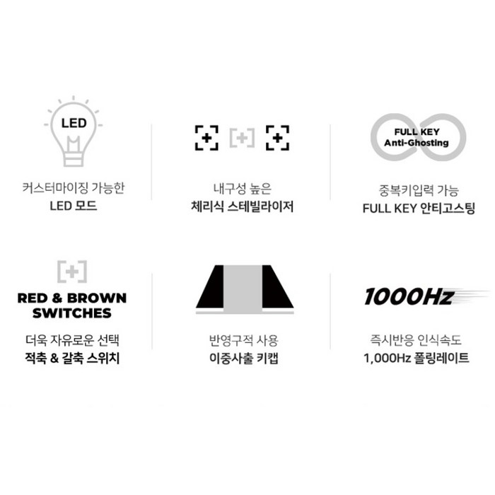 에이투 게이밍 LED 기계식 유선 일반형 키보드 USB 리니어 후기 분석 - 키캡 및 스위치 상세